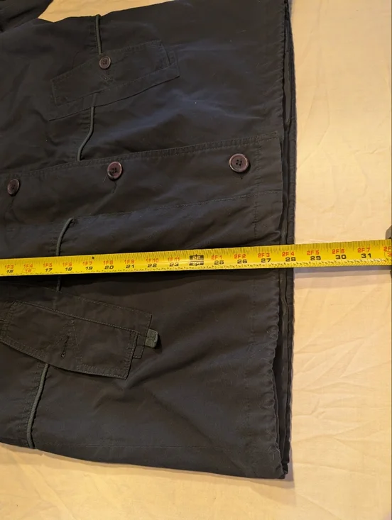 2/40$ Vintage Black Hooded Utility Jacket with Red Trim and Yellow Cuff - Picture 6 of 6